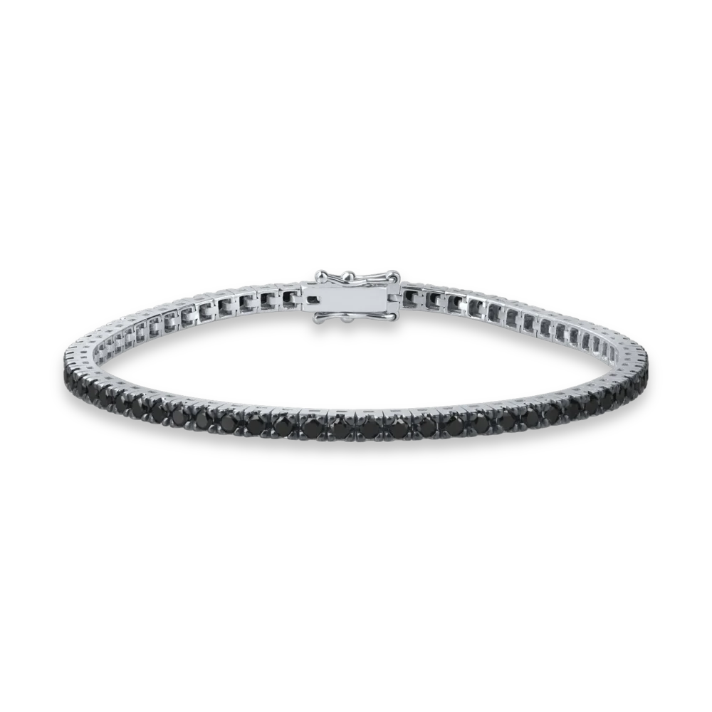 Bratara tennis din aur alb cu diamante negre de 2.4ct
