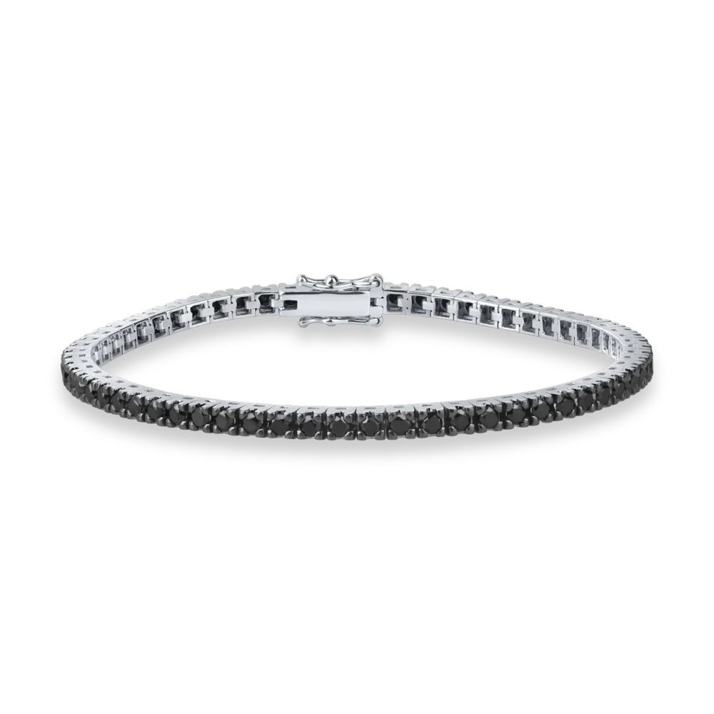 Bratara tennis din aur alb cu diamante negre de 2.9ct