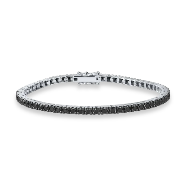 Bratara tennis din aur alb cu diamante negre de 2.9ct