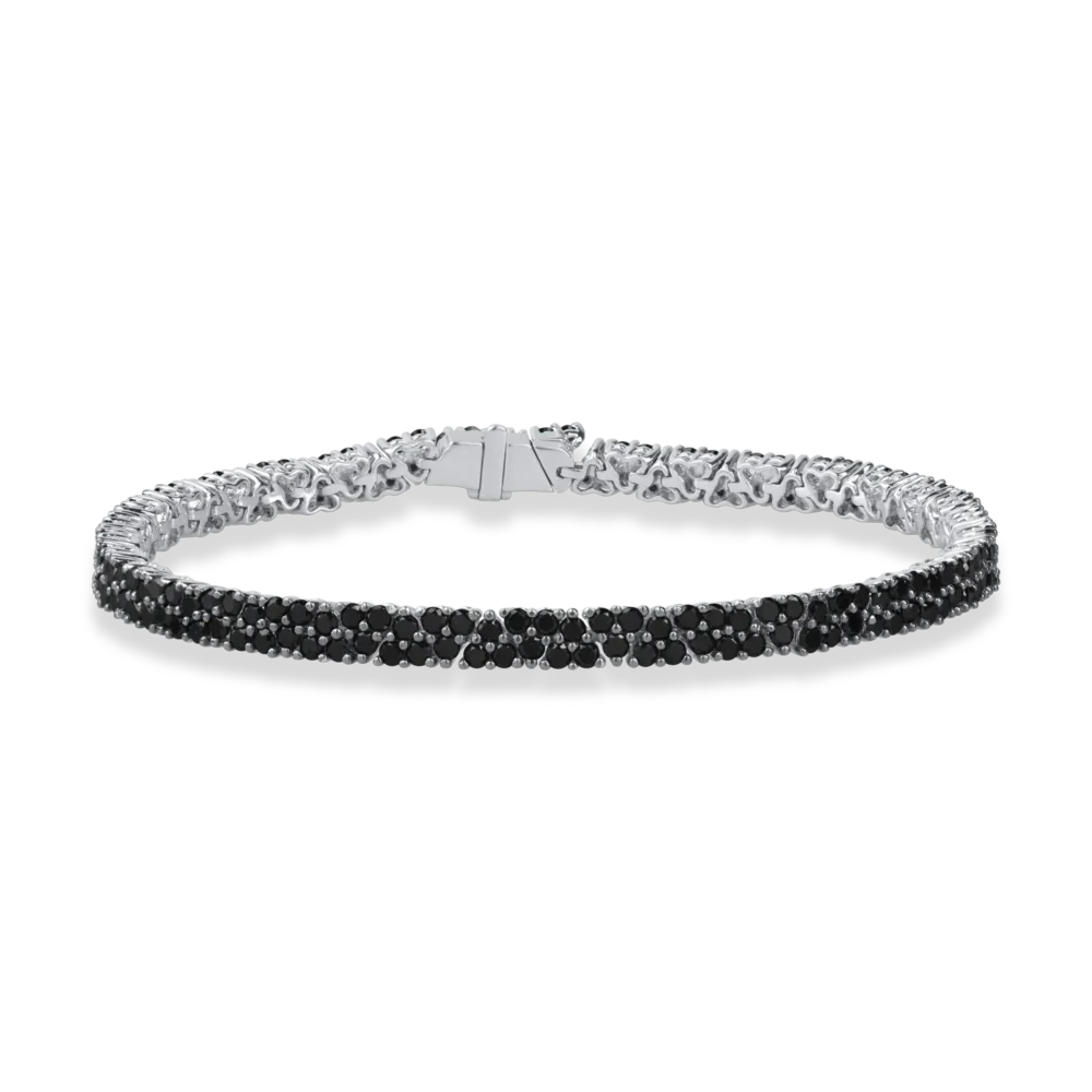 Bratara tennis din aur alb cu diamante negre de 3.9ct