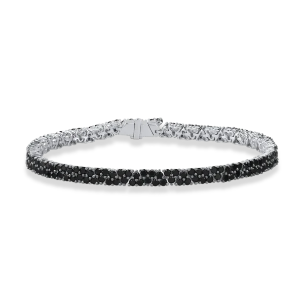 Bratara tennis din aur alb cu diamante negre de 3.9ct