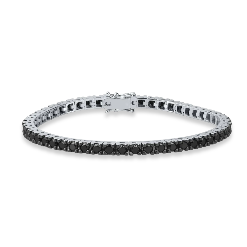 Bratara tennis din aur alb cu diamante negre de 4.1ct