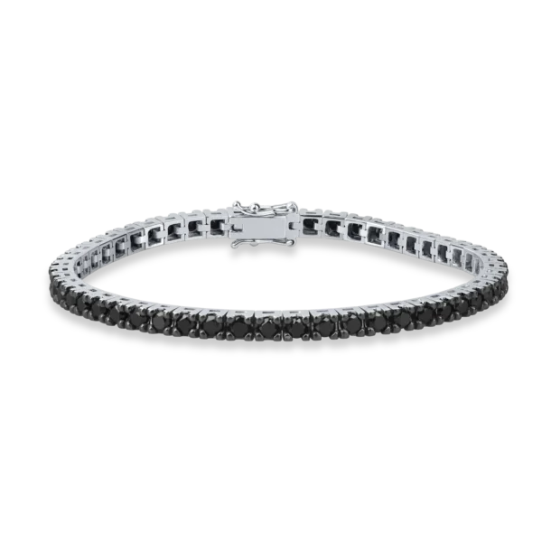 Bratara tennis din aur alb cu diamante negre de 4.1ct