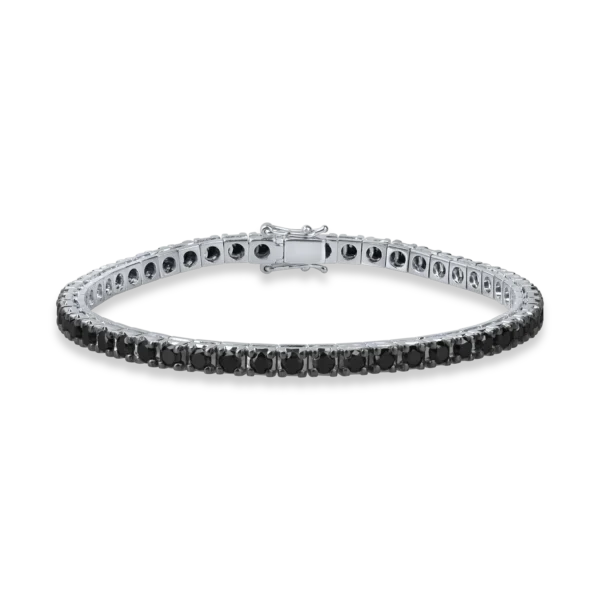 Bratara tennis din aur alb cu diamante negre de 4.8ct