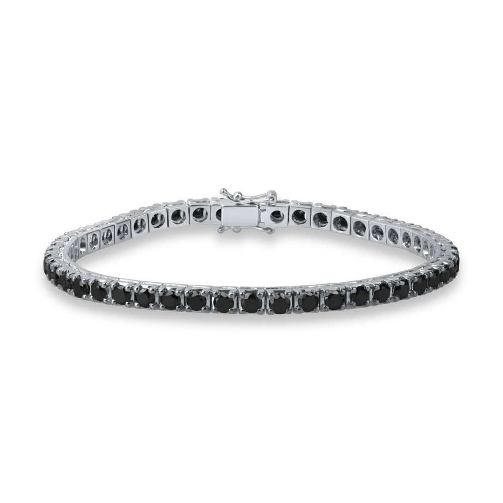 Bratara tennis din aur alb cu diamante negre de 5.6ct