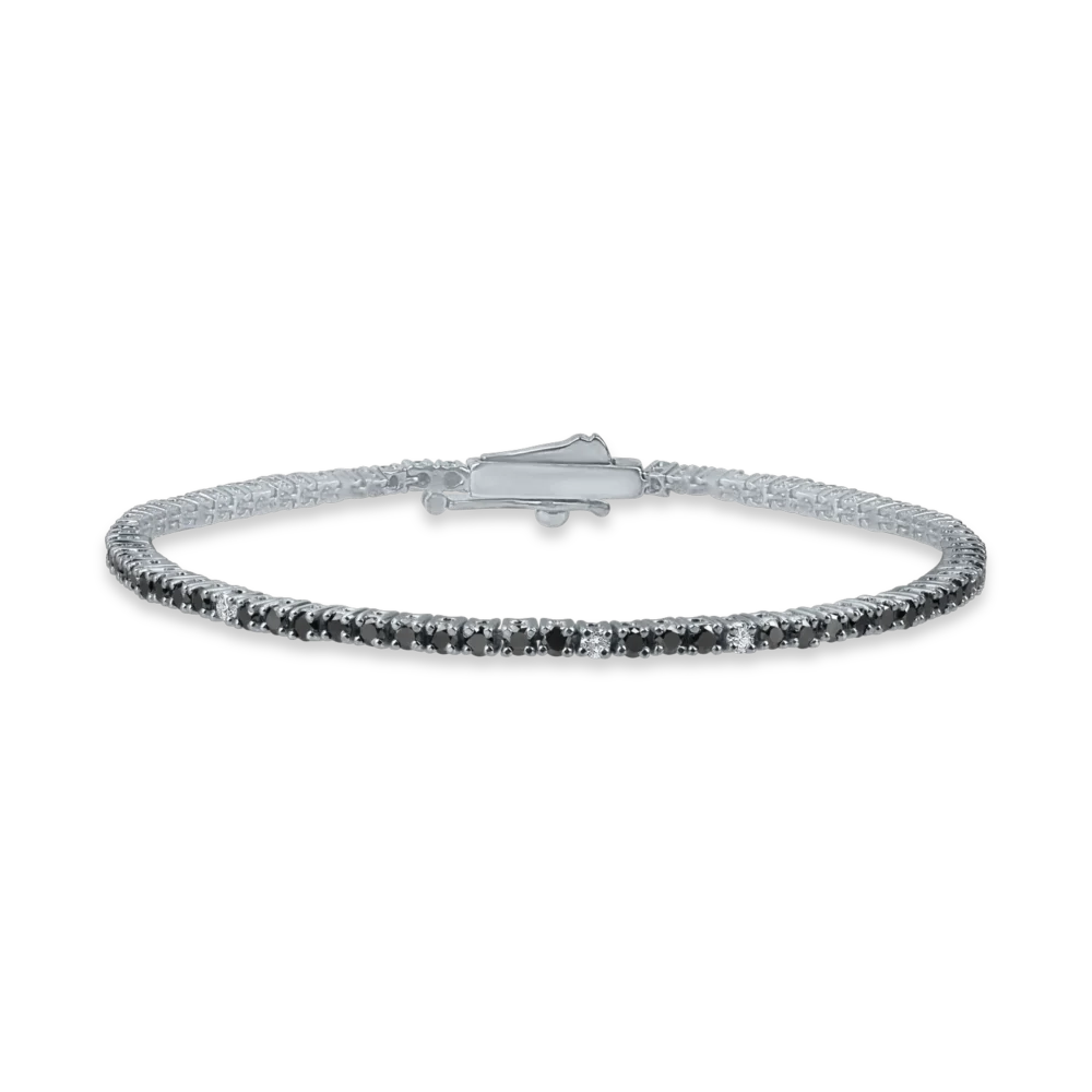 Bratara tennis din aur alb cu diamante negre si incolore de 2.1ct