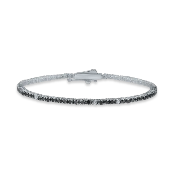 Bratara tennis din aur alb cu diamante negre si incolore de 2.1ct