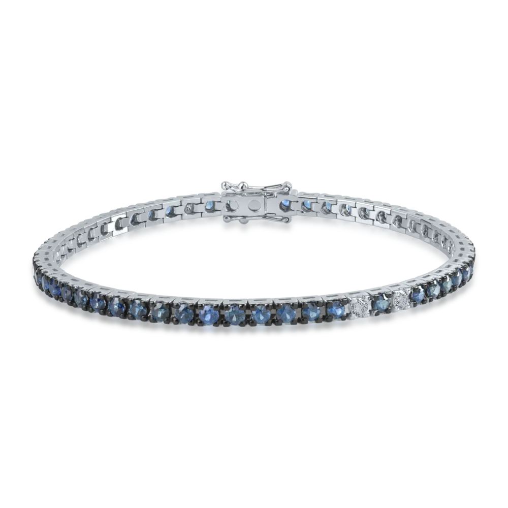 Bratara tennis din aur alb cu safire de 3.9ct si diamante de 0.3ct