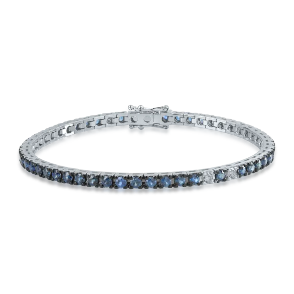 Bratara tennis din aur alb cu safire de 3.9ct si diamante de 0.3ct