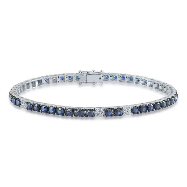 Bratara tennis din aur alb cu safire de 4.2ct si diamante de 0.35ct