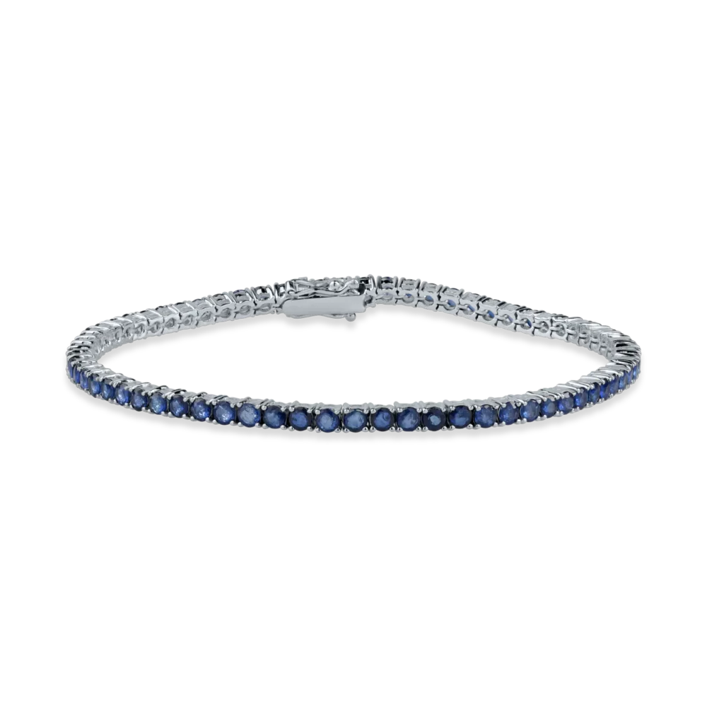 Bratara tennis din aur alb cu safire de 4.6ct