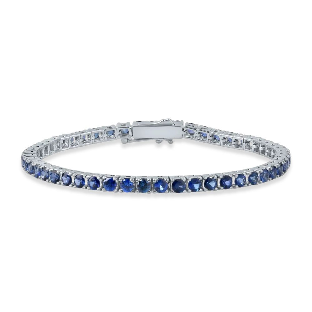 Bratara tennis din aur alb cu safire de 7.12ct