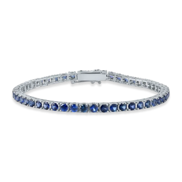 Bratara tennis din aur alb cu safire de 7.12ct