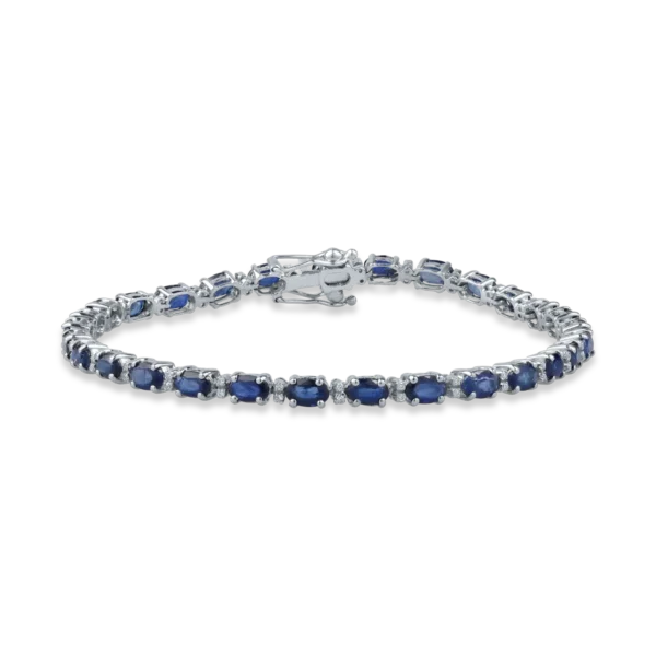 Bratara tennis din aur alb cu safire pear de 7.75ct si diamante de 0.17ct