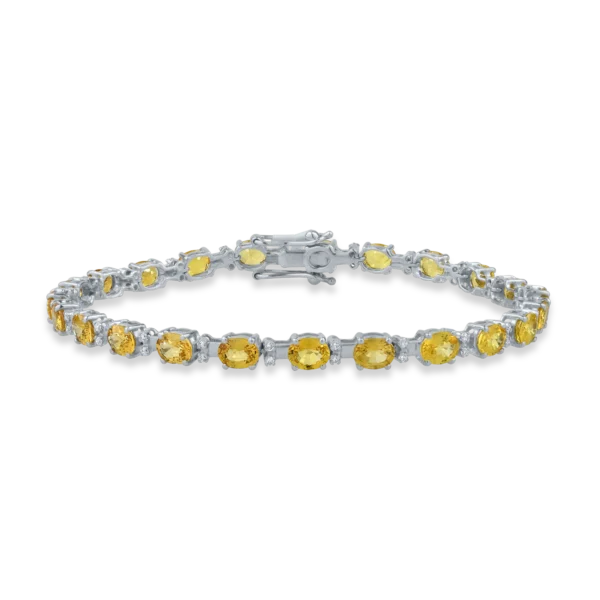 Bratara tennis din aur alb cu safire galbene de 9.58ct si diamante de 0.33ct