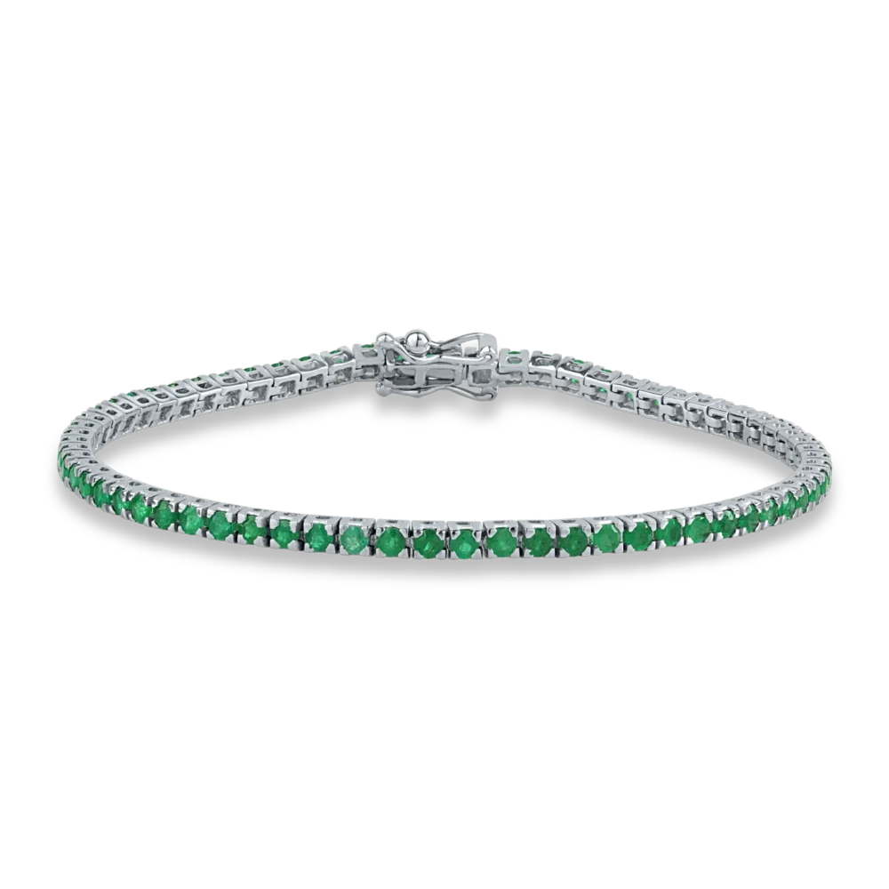 Bratara tennis din aur alb cu smaralde de 2.2ct