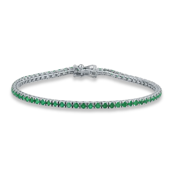 Bratara tennis din aur alb cu smaralde de 2.2ct