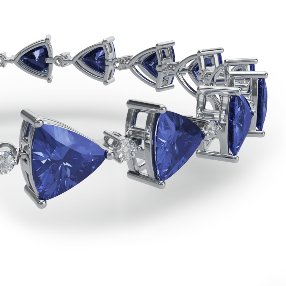 Bratara tennis din aur alb cu tanzanite triangle de 16.41ct si diamante de 0.65ct - imagine 2