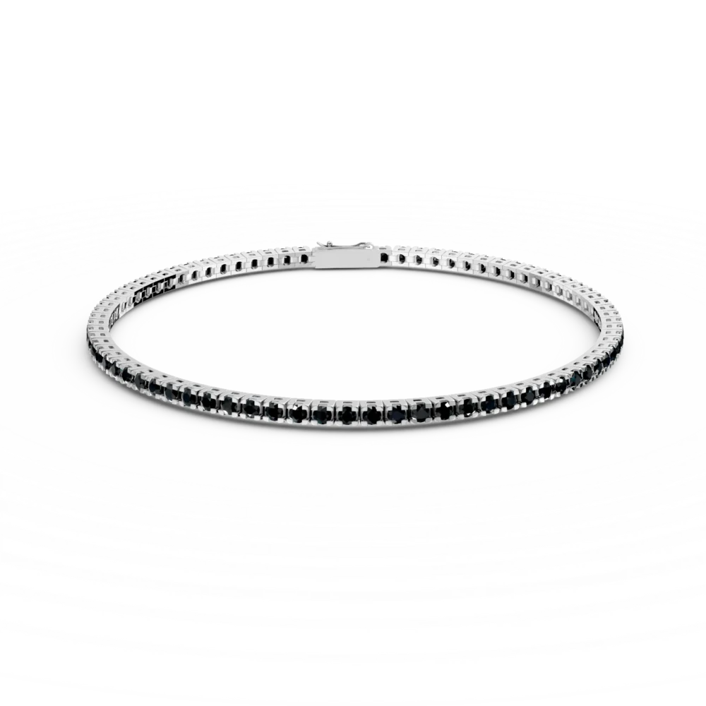 Bratara tennis din aur alb cu zirconii negre