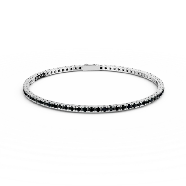 Bratara tennis din aur alb cu zirconii negre