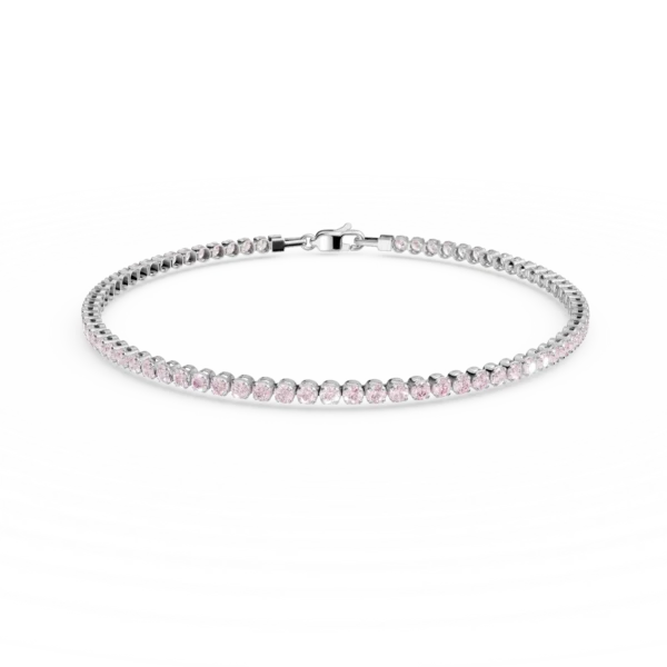 Bratara tennis din aur alb cu zirconii roz