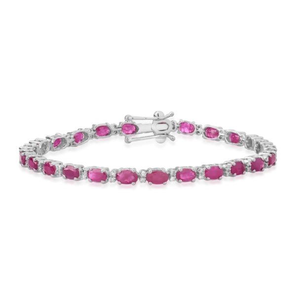 Bratara tennis din aur alb cu rubine ovale de 7.16ct si diamante de 0.31ct