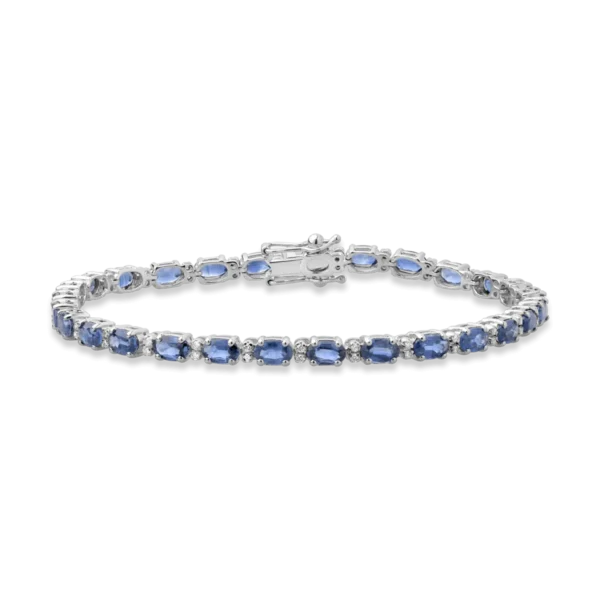 Bratara tennis din aur alb cu safire ovale de 8.07ct si diamante de 0.26ct