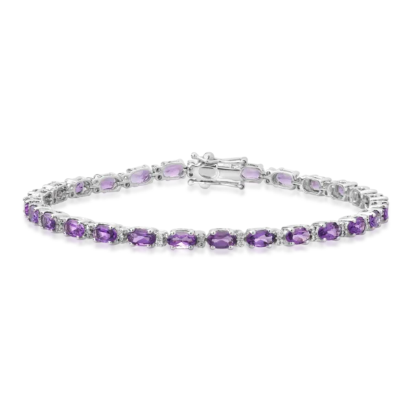 Bratara tennis din aur alb cu ametiste ovale de 5.26ct si diamante de 0.27ct