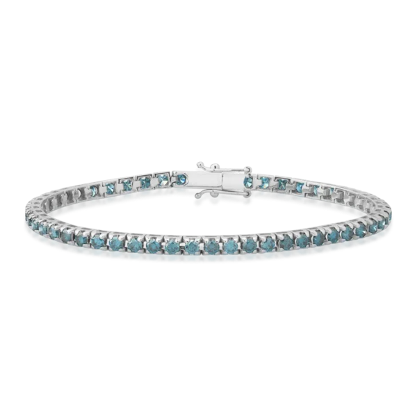 Bratara tennis din aur alb cu diamante albastre de 1.9ct