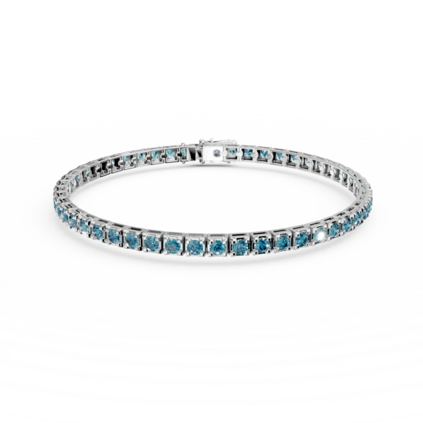 Bratara tennis din aur alb cu diamante albastre de 2.15ct