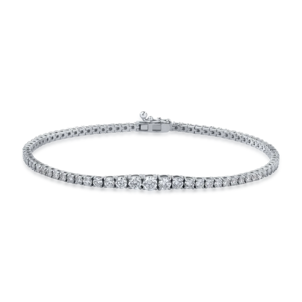 Bratara tennis din aur alb cu diamante de 1.14ct