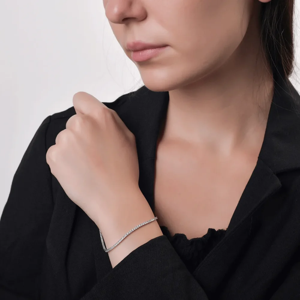 Bratara tennis din aur alb cu diamante de 1.5ct - imagine 2