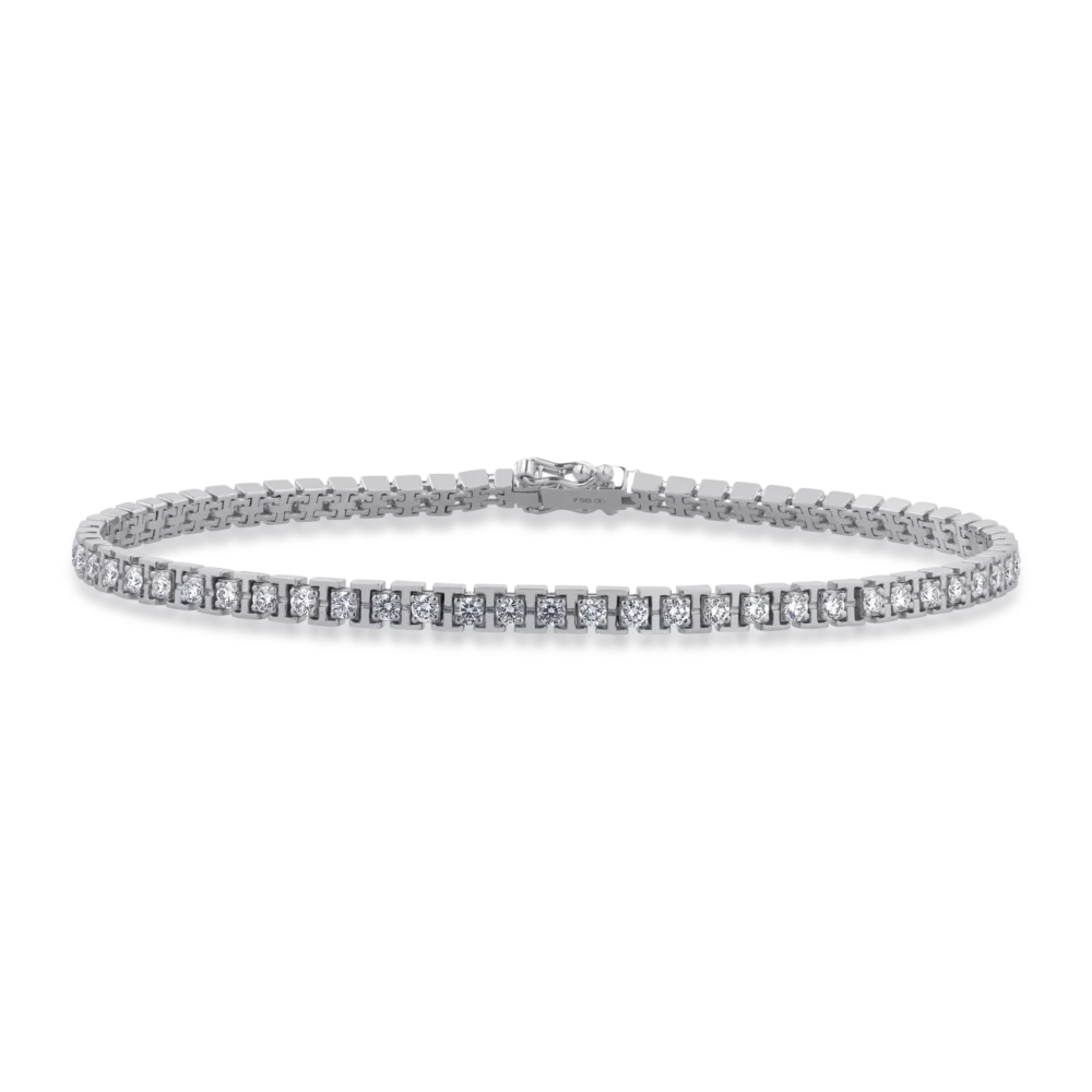 Bratara tennis din aur alb cu diamante de 2.19ct