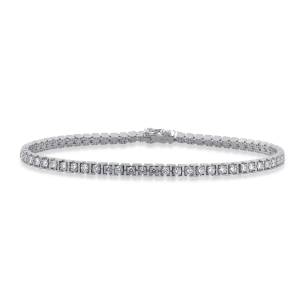 Bratara tennis din aur alb cu diamante de 2.19ct