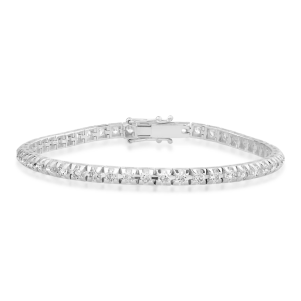 Bratara tennis din aur alb cu diamante de 2.85ct