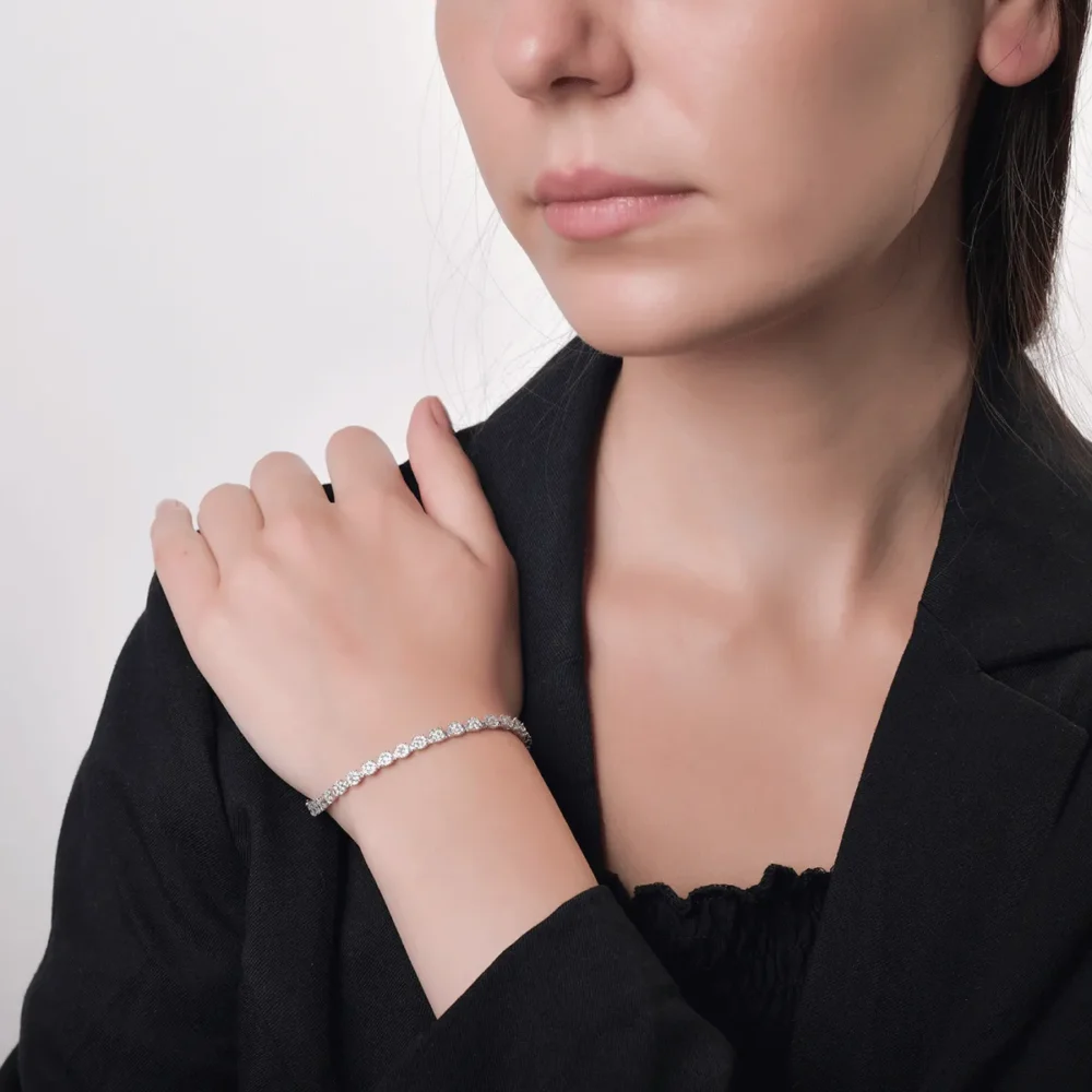 Bratara tennis din aur alb cu diamante de 2ct - imagine 2