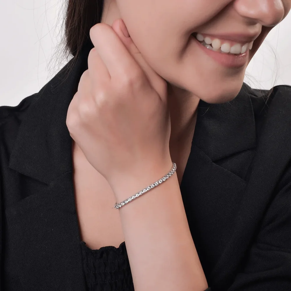 Bratara tennis din aur alb cu diamante de 3ct - imagine 2