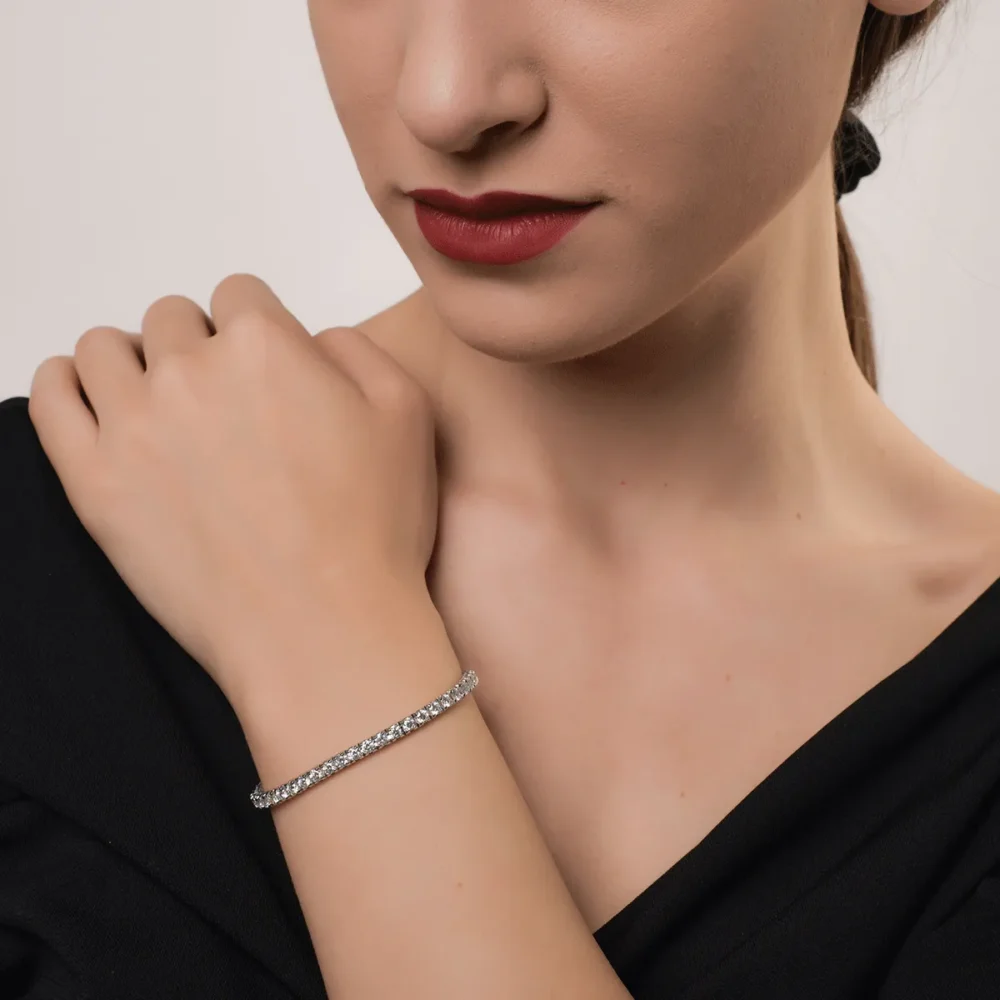 Bratara tennis din aur alb cu diamante de 5.4ct - imagine 2