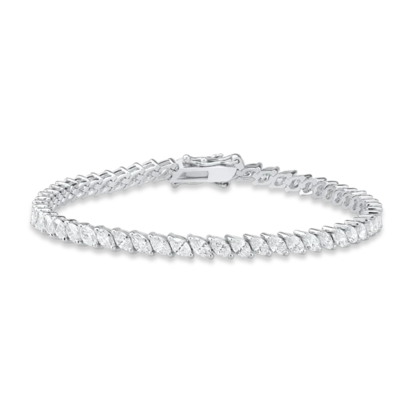 Bratara tennis din aur alb cu diamante marquise de 5.9ct