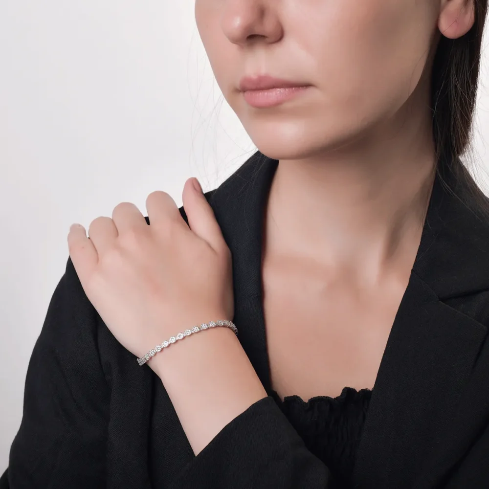 Bratara tennis din aur alb cu diamante de 5ct - imagine 2