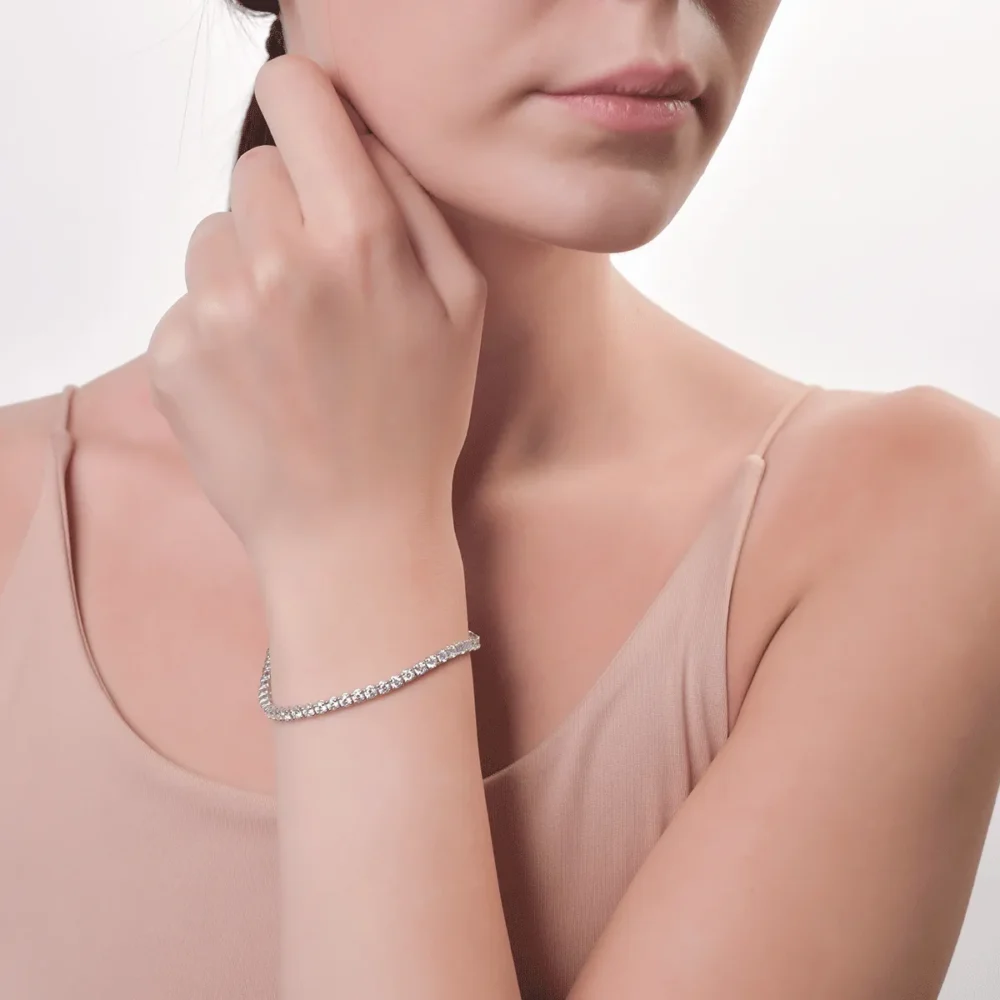 Bratara tennis din aur alb cu diamante de 5ct - imagine 2