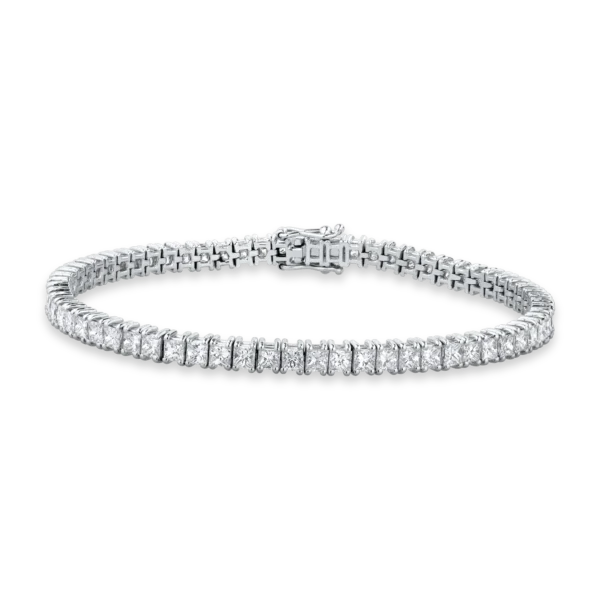 Bratara tennis din aur alb cu diamante princess de 6.15ct