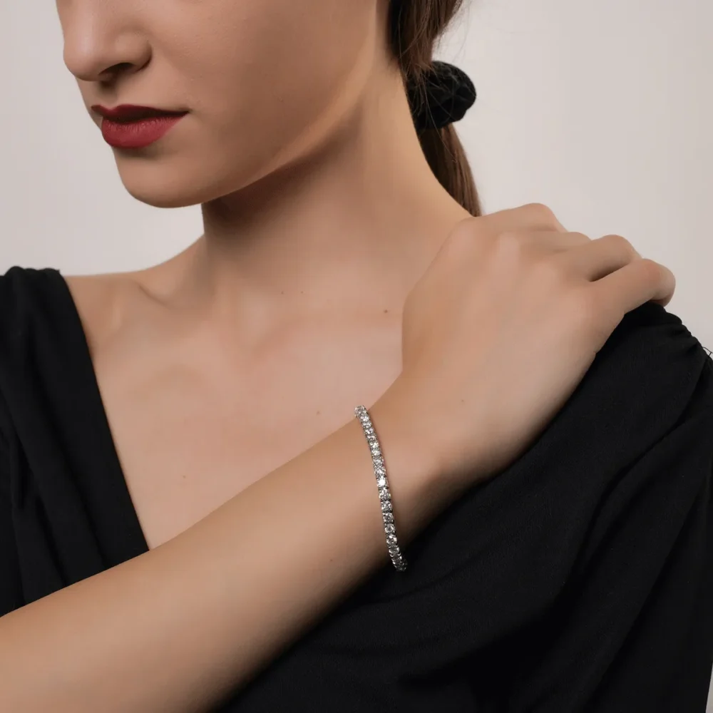 Bratara tennis din aur alb cu diamante de 6.85ct - imagine 2