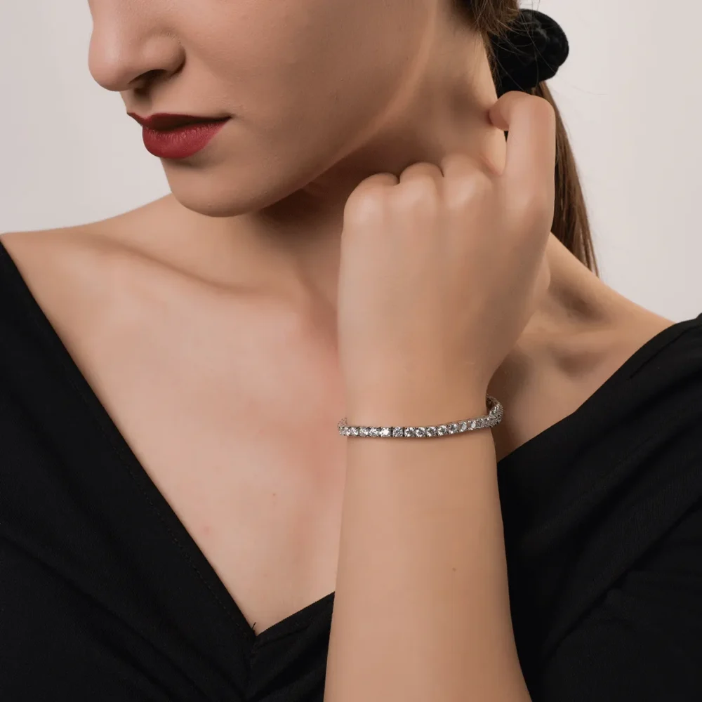 Bratara tennis din aur alb cu diamante de 7ct - imagine 2