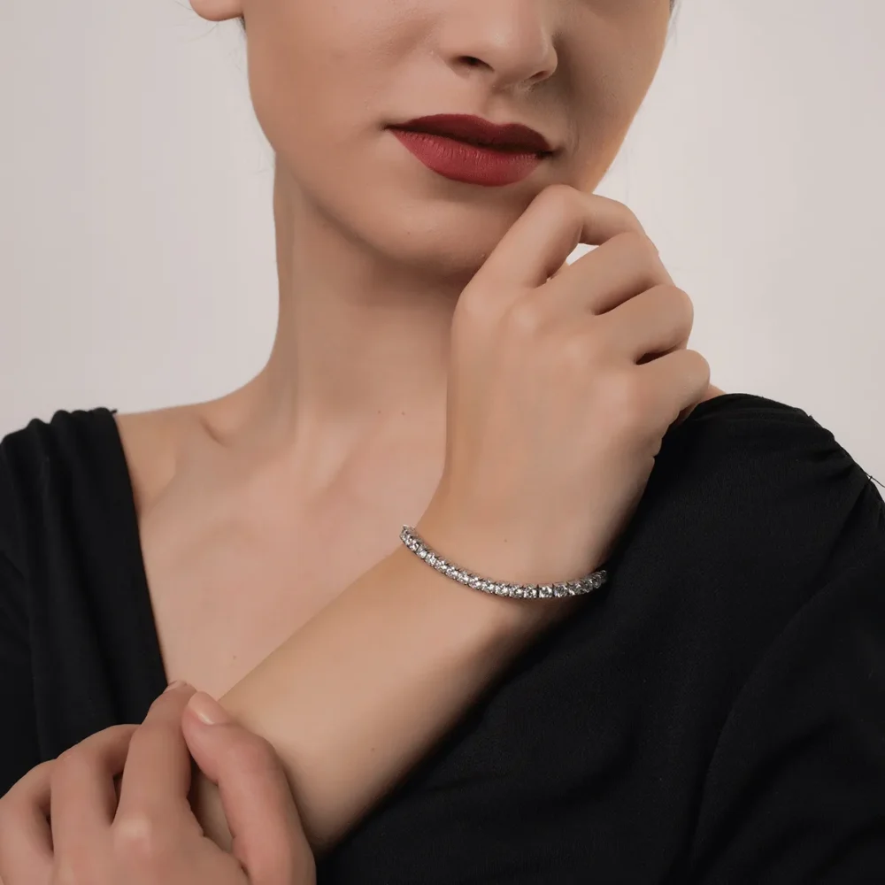 Bratara tennis din aur alb cu diamante de 8.75ct - imagine 2