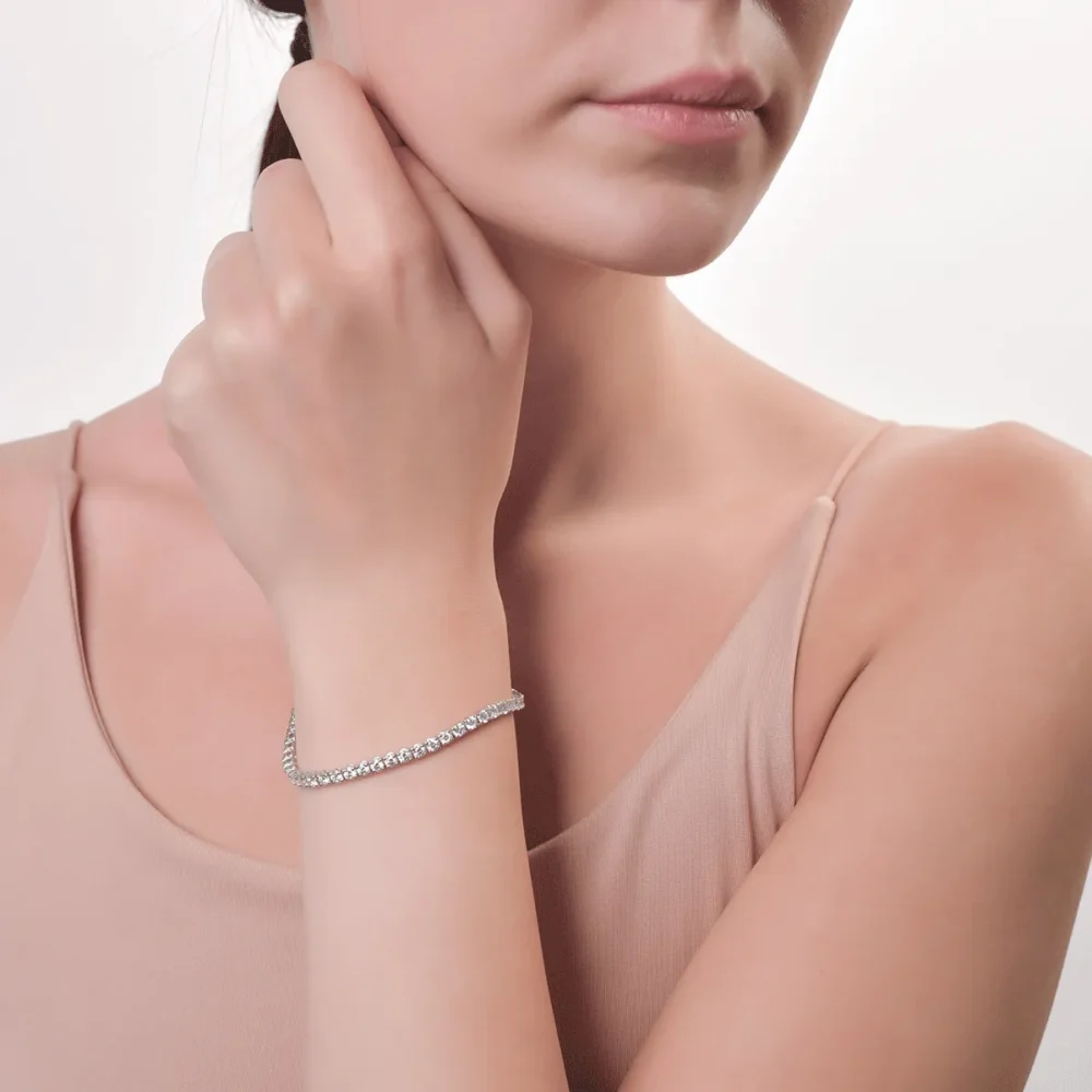 Bratara tennis din aur alb cu diamante de 8ct - imagine 2