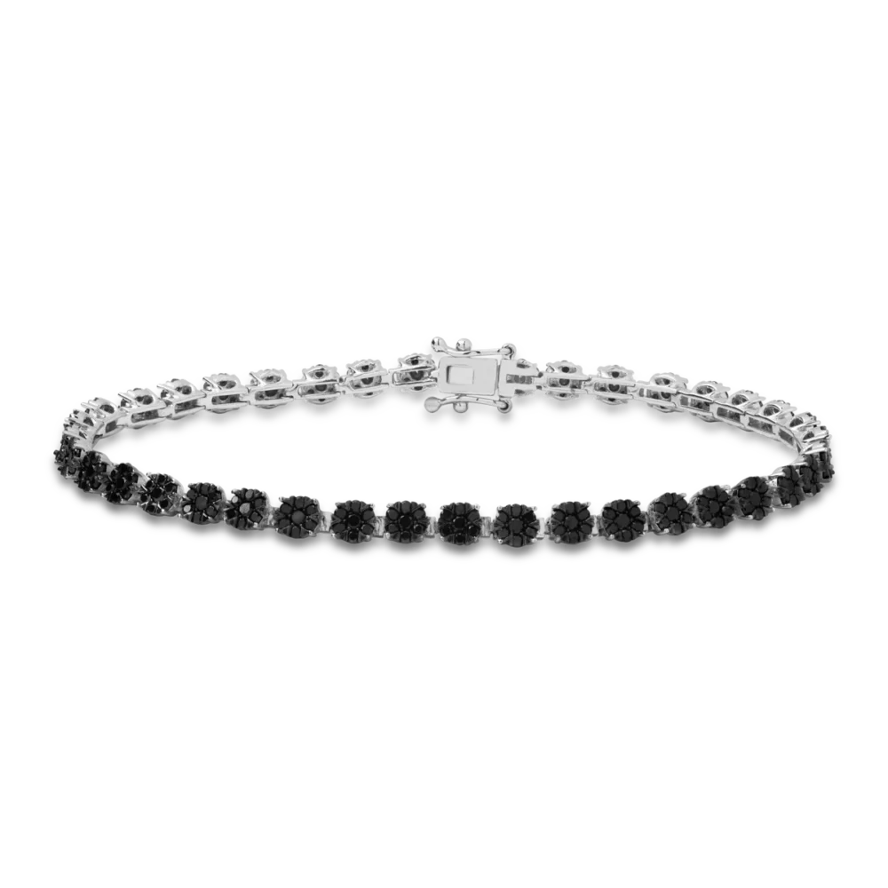 Bratara tennis din aur alb cu diamante negre de 2.201ct