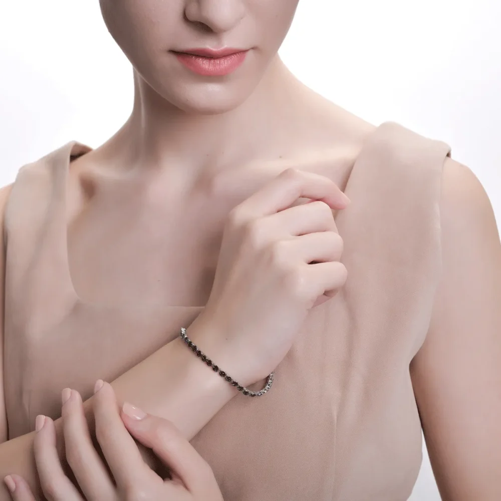 Bratara tennis din aur alb cu diamante negre de 2.201ct - imagine 2