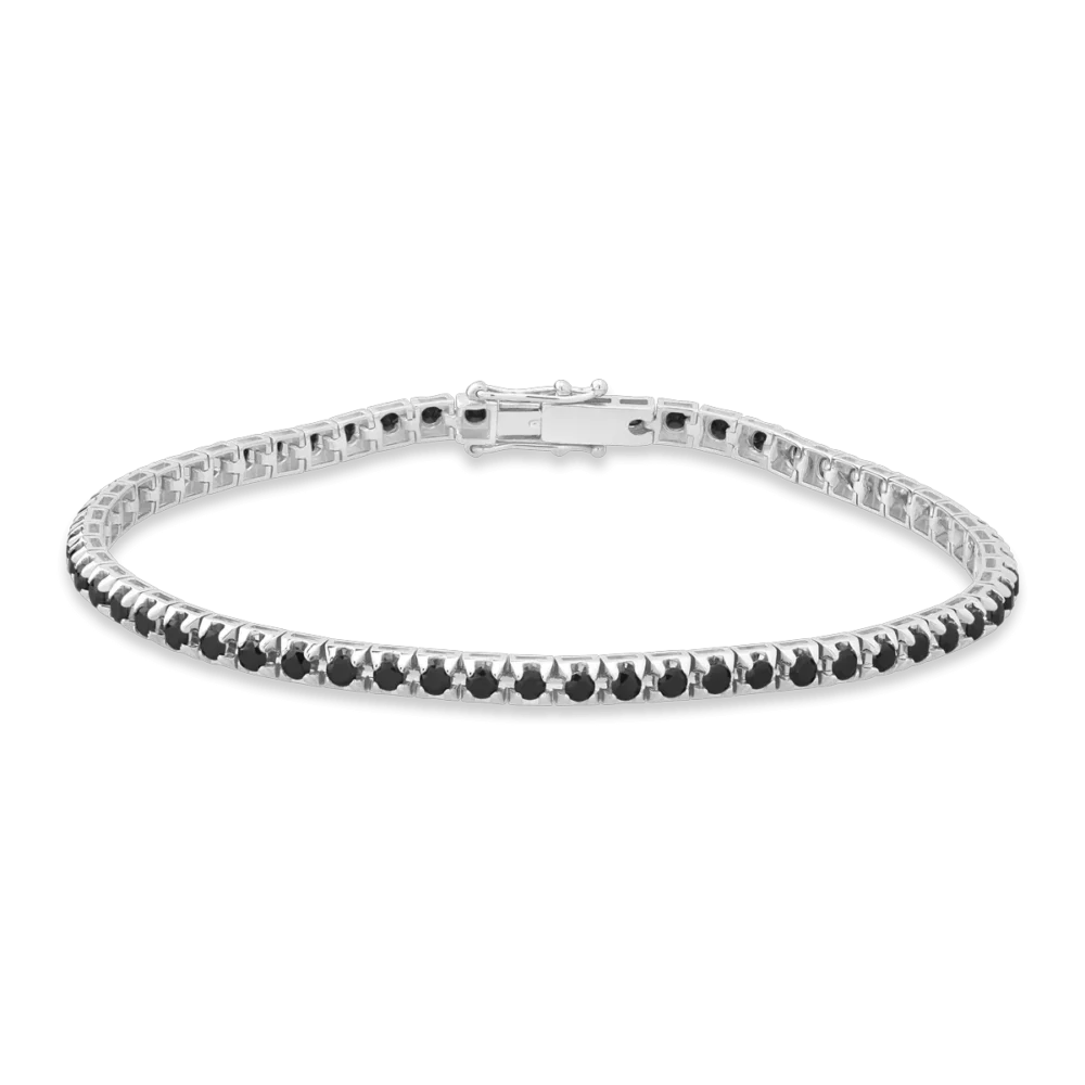 Bratara tennis din aur alb cu diamante negre de 2.6ct