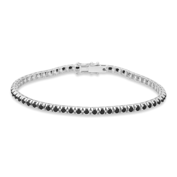 Bratara tennis din aur alb cu diamante negre de 2.6ct